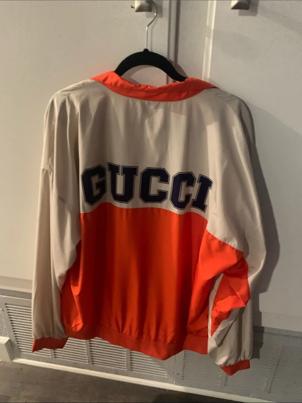 Gucci Orange and Cream Colorblock Windbreaker Jacket